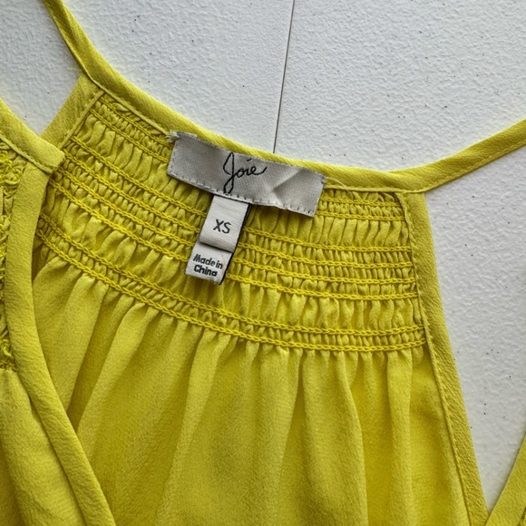 Joie Elspeth Smocked V-Neck Silk Tank Top,
Acid Lime Size XS - Picture 4 of 8